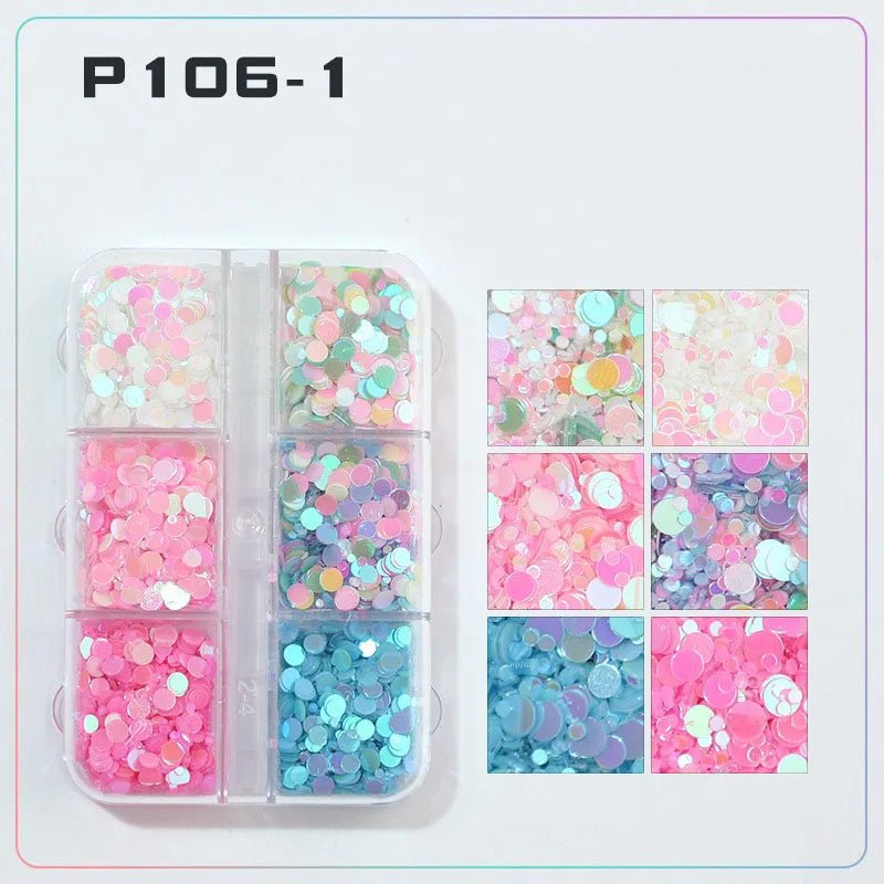 6 rejillas/juego de lentejuelas con purpurina para uñas, flor brillante, mariposa, corazón, pegatinas con purpurina para uñas para niñas, decoración artística para manicura DIY - VibraStore