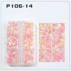 6 rejillas/juego de lentejuelas con purpurina para uñas, flor brillante, mariposa, corazón, pegatinas con purpurina para uñas para niñas, decoración artística para manicura DIY - VibraStore