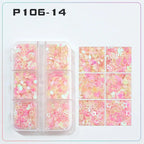 6 rejillas/juego de lentejuelas con purpurina para uñas, flor brillante, mariposa, corazón, pegatinas con purpurina para uñas para niñas, decoración artística para manicura DIY - VibraStore