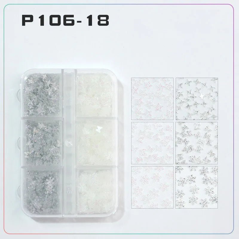 6 rejillas/juego de lentejuelas con purpurina para uñas, flor brillante, mariposa, corazón, pegatinas con purpurina para uñas para niñas, decoración artística para manicura DIY - VibraStore