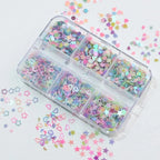 6 rejillas/juego de lentejuelas con purpurina para uñas, flor brillante, mariposa, corazón, pegatinas con purpurina para uñas para niñas, decoración artística para manicura DIY - VibraStore