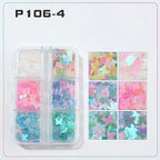 6 rejillas/juego de lentejuelas con purpurina para uñas, flor brillante, mariposa, corazón, pegatinas con purpurina para uñas para niñas, decoración artística para manicura DIY - VibraStore