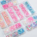 6 rejillas/juego de lentejuelas con purpurina para uñas, flor brillante, mariposa, corazón, pegatinas con purpurina para uñas para niñas, decoración artística para manicura DIY - VibraStore