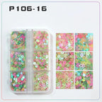 6 rejillas/juego de lentejuelas con purpurina para uñas, flor brillante, mariposa, corazón, pegatinas con purpurina para uñas para niñas, decoración artística para manicura DIY - VibraStore