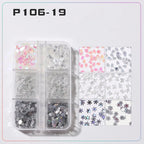 6 rejillas/juego de lentejuelas con purpurina para uñas, flor brillante, mariposa, corazón, pegatinas con purpurina para uñas para niñas, decoración artística para manicura DIY - VibraStore