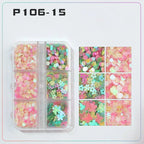 6 rejillas/juego de lentejuelas con purpurina para uñas, flor brillante, mariposa, corazón, pegatinas con purpurina para uñas para niñas, decoración artística para manicura DIY - VibraStore