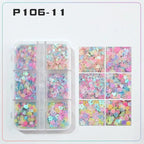 6 rejillas/juego de lentejuelas con purpurina para uñas, flor brillante, mariposa, corazón, pegatinas con purpurina para uñas para niñas, decoración artística para manicura DIY - VibraStore