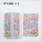 6 rejillas/juego de lentejuelas con purpurina para uñas, flor brillante, mariposa, corazón, pegatinas con purpurina para uñas para niñas, decoración artística para manicura DIY - VibraStore