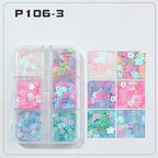 6 rejillas/juego de lentejuelas con purpurina para uñas, flor brillante, mariposa, corazón, pegatinas con purpurina para uñas para niñas, decoración artística para manicura DIY - VibraStore