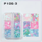 6 rejillas/juego de lentejuelas con purpurina para uñas, flor brillante, mariposa, corazón, pegatinas con purpurina para uñas para niñas, decoración artística para manicura DIY - VibraStore