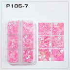 6 rejillas/juego de lentejuelas con purpurina para uñas, flor brillante, mariposa, corazón, pegatinas con purpurina para uñas para niñas, decoración artística para manicura DIY - VibraStore