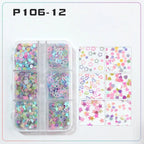 6 rejillas/juego de lentejuelas con purpurina para uñas, flor brillante, mariposa, corazón, pegatinas con purpurina para uñas para niñas, decoración artística para manicura DIY - VibraStore