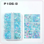 6 rejillas/juego de lentejuelas con purpurina para uñas, flor brillante, mariposa, corazón, pegatinas con purpurina para uñas para niñas, decoración artística para manicura DIY - VibraStore