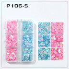 6 rejillas/juego de lentejuelas con purpurina para uñas, flor brillante, mariposa, corazón, pegatinas con purpurina para uñas para niñas, decoración artística para manicura DIY - VibraStore