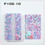 6 rejillas/juego de lentejuelas con purpurina para uñas, flor brillante, mariposa, corazón, pegatinas con purpurina para uñas para niñas, decoración artística para manicura DIY - VibraStore