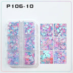 6 rejillas/juego de lentejuelas con purpurina para uñas, flor brillante, mariposa, corazón, pegatinas con purpurina para uñas para niñas, decoración artística para manicura DIY - VibraStore