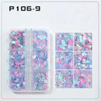 6 rejillas/juego de lentejuelas con purpurina para uñas, flor brillante, mariposa, corazón, pegatinas con purpurina para uñas para niñas, decoración artística para manicura DIY - VibraStore