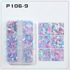 6 rejillas/juego de lentejuelas con purpurina para uñas, flor brillante, mariposa, corazón, pegatinas con purpurina para uñas para niñas, decoración artística para manicura DIY - VibraStore