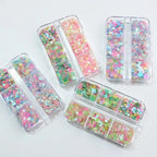 6 rejillas/juego de lentejuelas con purpurina para uñas, flor brillante, mariposa, corazón, pegatinas con purpurina para uñas para niñas, decoración artística para manicura DIY - VibraStore