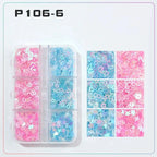6 rejillas/juego de lentejuelas con purpurina para uñas, flor brillante, mariposa, corazón, pegatinas con purpurina para uñas para niñas, decoración artística para manicura DIY - VibraStore