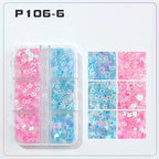 6 rejillas/juego de lentejuelas con purpurina para uñas, flor brillante, mariposa, corazón, pegatinas con purpurina para uñas para niñas, decoración artística para manicura DIY - VibraStore