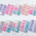 6 rejillas/juego de lentejuelas con purpurina para uñas, flor brillante, mariposa, corazón, pegatinas con purpurina para uñas para niñas, decoración artística para manicura DIY - VibraStore