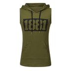 Men's Sleeveless Vest Letter Printed Hoodie Sports Tops