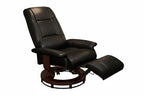 Faux  Leather Lounge Chair With Footrest And Armrest, Manual Swivel Recliner For Living Room, Black