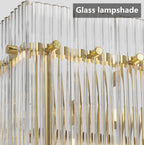 Modern Rectangular Crystal Glass Chandelier, 10-Lights Glod Chandelier Lighting Contemporary Pendant Ceiling Light Fixture For Dining Room Living Room Kitchen Island