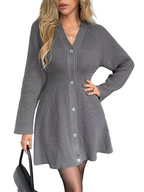Button-Down Knitted Sweater Dress