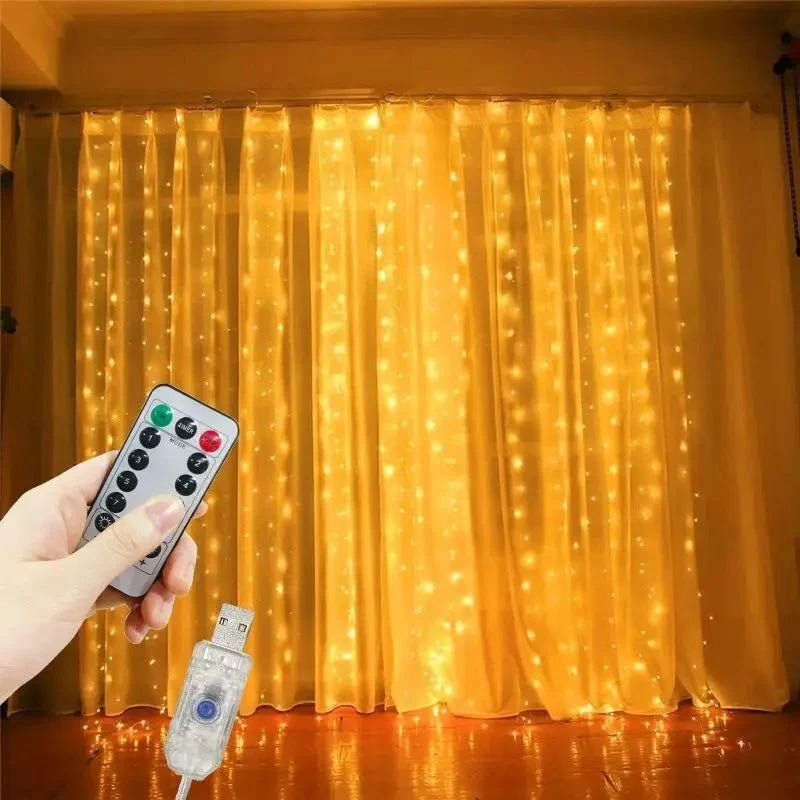 6M/4M/3M LED Christmas Lights Fairy String Lights Curtain Garland USB Festoon Remote Christmas Decoration for Home New Year 2025 - VibraStore