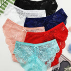 6pcs Jacquard Lace Bow Hipster Bikini Panties, Comfortable & Breathable Low Waist Briefs, Women's Lingerie & Underwear - VibraStore