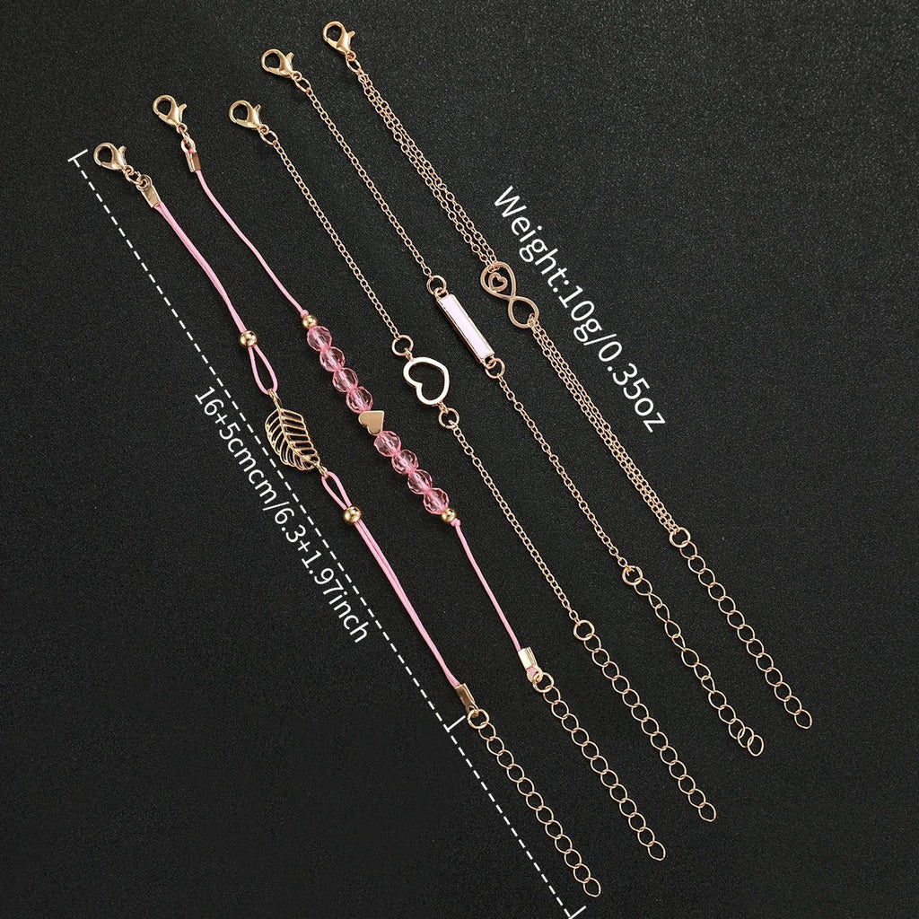 6PCS/Set Women Watches Fashion Rhinestone Heart Dial Quartz Watch Leather Band Wristwatches Bracelets Set（Without Box） - VibraStore