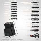 19-piece Knife Set, German Steel, Durable, Dishwasher-safe, Kitchen Knife Set With Built-in Sharpener For Chopping, Slicing, Dicing And Cutting