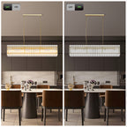 Modern Rectangular Crystal Glass Chandelier, 10-Lights Glod Chandelier Lighting Contemporary Pendant Ceiling Light Fixture For Dining Room Living Room Kitchen Island