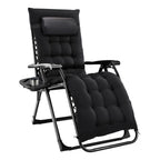 Zero Gravity Chair, Reclining Camping Lounge Chair For Indoor, Reclining Patio Chairs With Cup Holder Trays And Removable Cushion