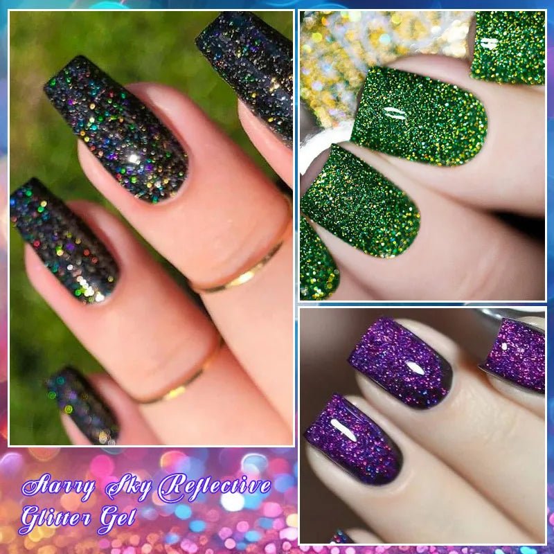 7ml MEET ACROSS Champagne Rainbow reflectante brillo Gel esmalte de uñas láser brillante Hybird Soak Off Nail Art UV LED barnices - VibraStore