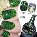 7ml MEET ACROSS Champagne Rainbow reflectante brillo Gel esmalte de uñas láser brillante Hybird Soak Off Nail Art UV LED barnices - VibraStore