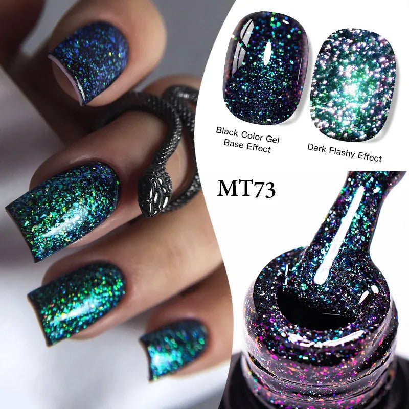 7ml MEET ACROSS Champagne Rainbow reflectante brillo Gel esmalte de uñas láser brillante Hybird Soak Off Nail Art UV LED barnices - VibraStore
