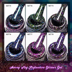 7ml MEET ACROSS Champagne Rainbow reflectante brillo Gel esmalte de uñas láser brillante Hybird Soak Off Nail Art UV LED barnices - VibraStore