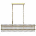 Modern Rectangular Crystal Glass Chandelier, 10-Lights Glod Chandelier Lighting Contemporary Pendant Ceiling Light Fixture For Dining Room Living Room Kitchen Island