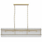Modern Rectangular Crystal Glass Chandelier, 10-Lights Glod Chandelier Lighting Contemporary Pendant Ceiling Light Fixture For Dining Room Living Room Kitchen Island