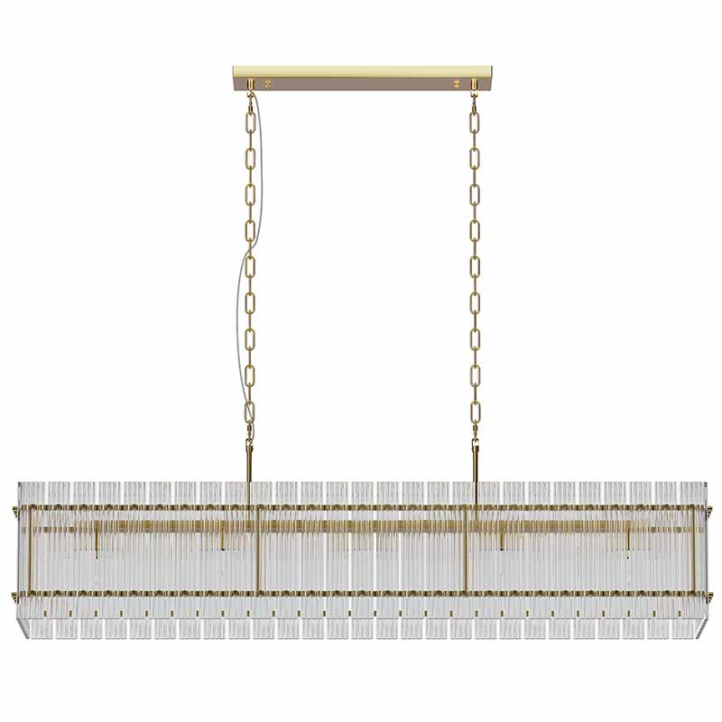 Modern Rectangular Crystal Glass Chandelier, 10-Lights Glod Chandelier Lighting Contemporary Pendant Ceiling Light Fixture For Dining Room Living Room Kitchen Island