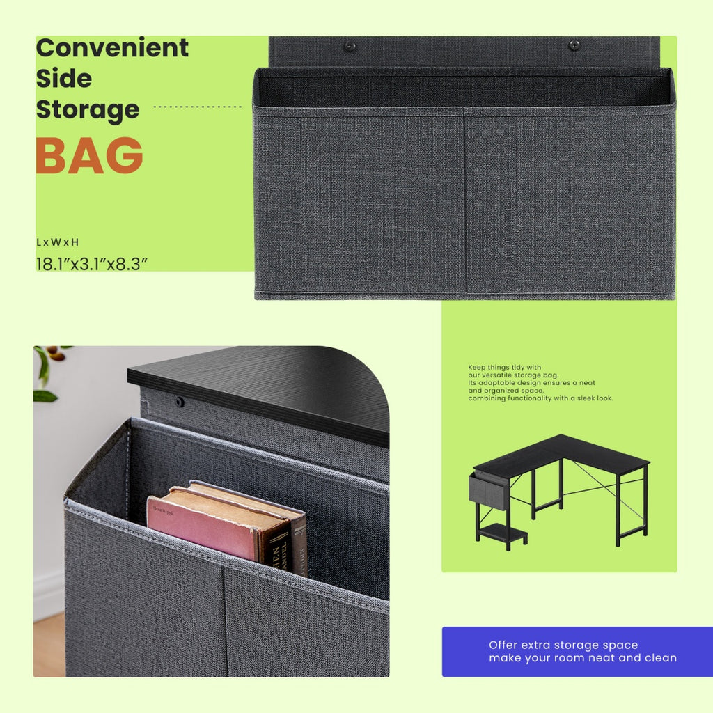 49-Inch L Shaped Desk - Computer Desk Corner Desks Gaming Desk PC Table, With CPU Stand Side Bag For Home Office Dorm Sturdy Writing Workstation