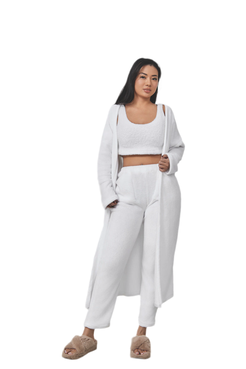 Cozy Pajama Set, 3 Piece Lounge Set, Cute Loungewear, Warm Suit Sets, Matching Set, Lounge Set, 3 Piece Pant Sets, Women Winter Dress