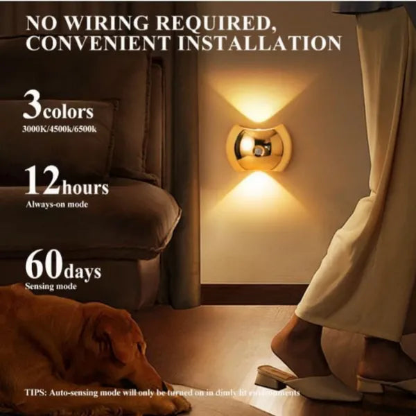 2PCS Bedroom/Living Room Lights, Motion Sensor, Luxurious Style, 60-Day Battery Life, 3 Lighting Modes, Magnetic Installation, Ideal For Stairs, Corridor, Wardrobe