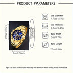 8pcs/set Men'sWatch Set with Blue Round Dial,Bracelet,Necklace,Ring - Fashionable Zinc Alloy Jewelry Set,Ideal Choice for Gifts. - VibraStore