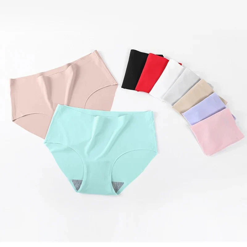 9 piezas de bragas de seda de hielo sin costuras para mujer, comodidad suave y transpirable, bragas para chicas adolescentes de color sólido, diseño de una sola pieza - VibraStore