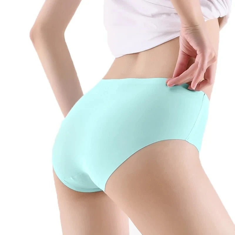9 piezas de bragas de seda de hielo sin costuras para mujer, comodidad suave y transpirable, bragas para chicas adolescentes de color sólido, diseño de una sola pieza - VibraStore