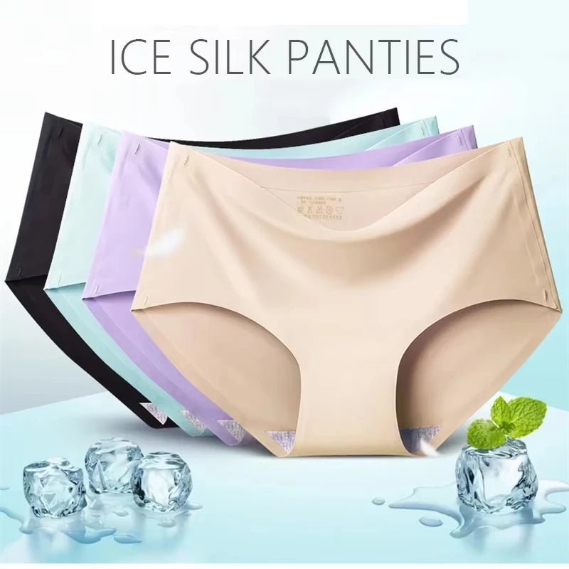 9 piezas de bragas de seda de hielo sin costuras para mujer, comodidad suave y transpirable, bragas para chicas adolescentes de color sólido, diseño de una sola pieza - VibraStore